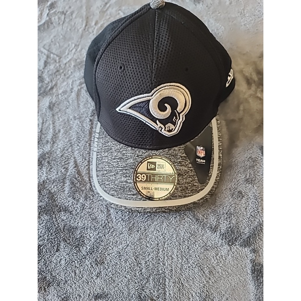 LA Rams‎ NFL New Era Baseball Hat Cap  Small Medium 39Thirty Players Blk/Wht